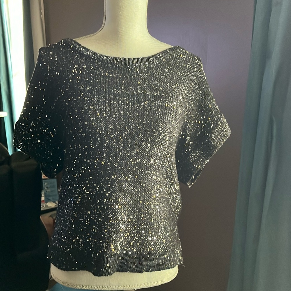 Halston black sequence size L too